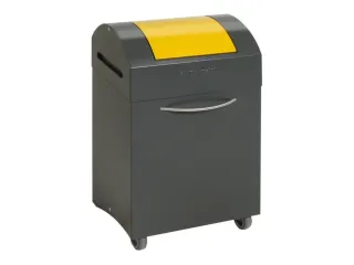 Afvalbak 45 Liter 650x380x320mm Plaatstaal 2 Wielen Klep Geel - 1