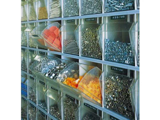 Transparante Magazijnbakken 32Bakken Abs-Kunststof Corpus Ral7035