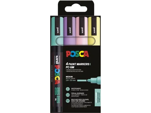 Uni POSCA paintmarker PC-5M 4 stuks in zachte kleuren