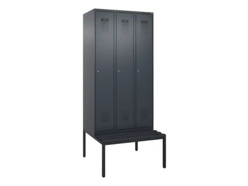 locker met bank,voor scheiding van kleding,HxBxD 2120x900x815mm,3vak