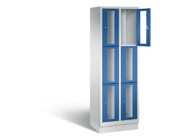 Lockerkast 1800x610x500mm 2x3 vakken Cilinderslot, Sokkel, RAL5010