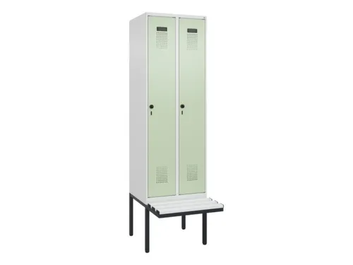 locker met bank,voor scheiding van kleding,HxBxD 2120x600x815mm,2vak