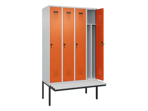 locker met bank,voor scheiding van kleding,HxBxD 2120x1200x815mm,4vak