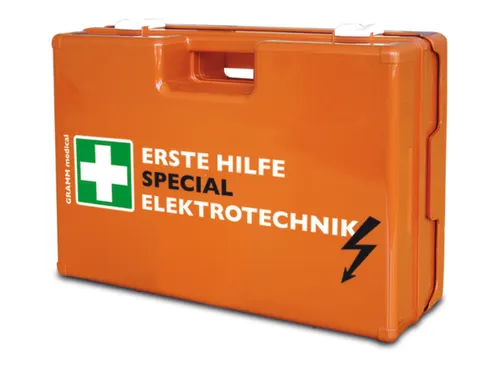 verbandkoffer,v. elektro,DIN 13157,ABS oranje,m. wandhouder