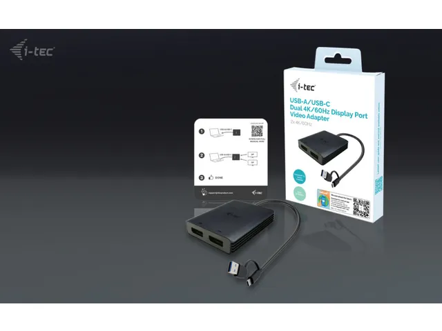 USB-A/USB-C Dual 4K/60 Hz DisplayPort Video Adapter