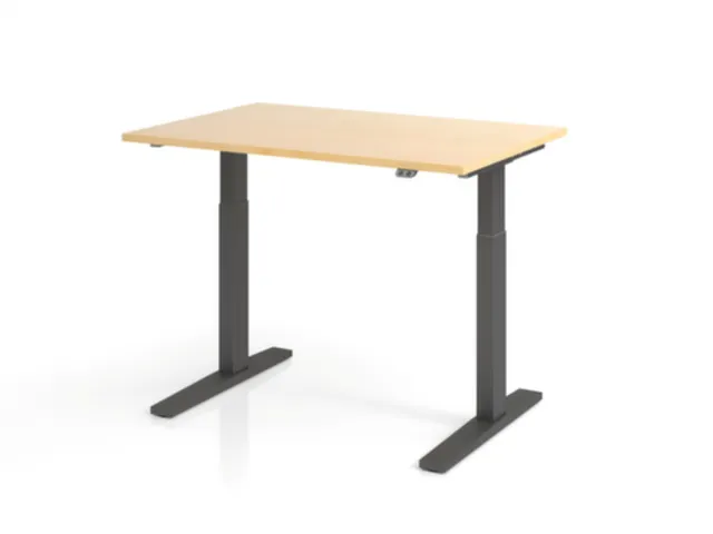 Bureau assis-debout électrique 700-1200x1200x800mm érable/graphite