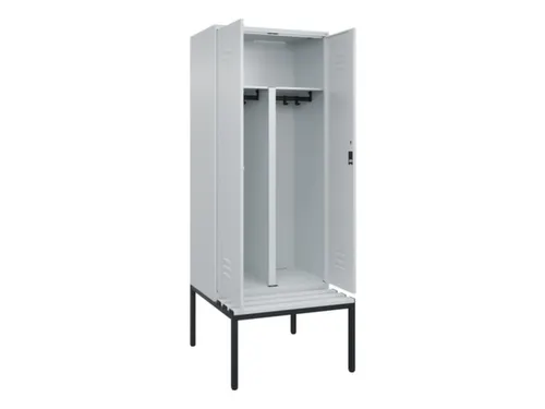 PBM-locker met bank,HxBxD 2120x800x815mm,2vak,vak B 400mm,cil.-slot