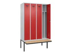 locker met bank,voor scheiding van kleding,HxBxD 2120x1200x815mm,4vak