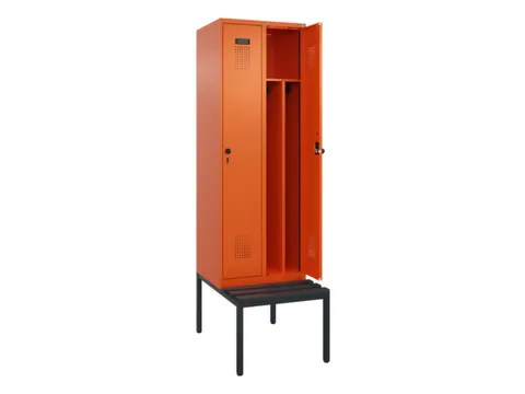 locker met bank,voor scheiding van kleding,HxBxD 2120x600x815mm,2vak