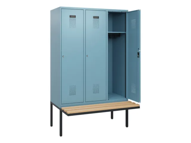 locker met bank,HxBxD 1950x1200x815mm,3vak,vak B 400mm,cilinderslot
