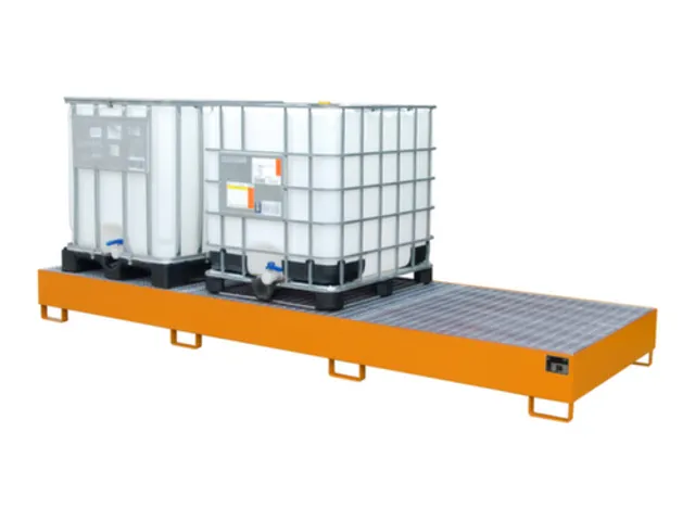 opvangbak,v. 3xIBC,opvangvol. 1000l,HxBxD 340x3850x1300mm,m. rooster