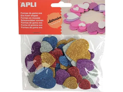 Zelfklevende Glitter Harten Blister Met 50 Stuks