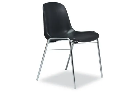 Kunststof Kuipstoelen Zwart Ronde Buis Verchroomd Ø 20Mm Stapelbaar