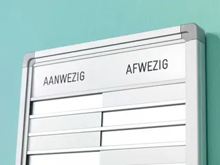 Aan- en afwezigheidsbord 24x53cm 20 namen Softline profiel 16mm - 3