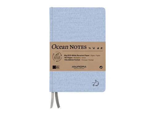 Notitieboek Aurora Ocean A5 192blz lijn 80g linnenstructuur kaft blauw