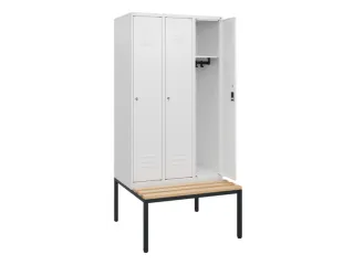 locker met bank,HxBxD 1950x900x815mm,3vak,vak B 300mm,cil.-slot - 2