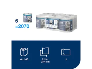 Tork 473329 Poetspapier M2 Centerfeed 2-laags Portable Wit - 6