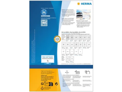 HERMA 10734 Etiketten gerecycled papier A4 105x148mm Wit 320 stuks