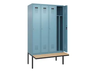 locker met bank,voor scheiding van kleding,HxBxD 2120x1200x815mm,4vak - 1