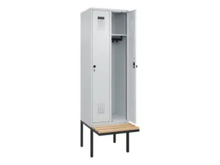 locker met bank,HxBxD 2120x600x815mm,2vak,vak B 300mm,draaigrendel - 2