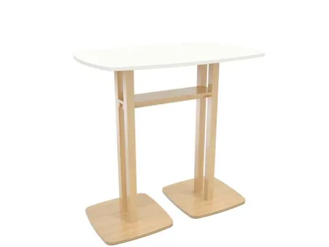 Tonvormige statafel Woody 110x114x75cm Wit Natuur 2 schotelvoeten