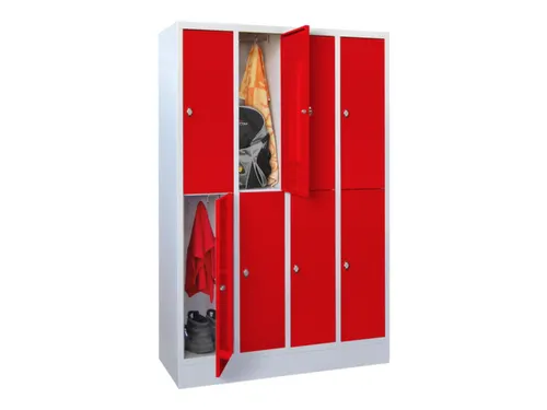 lockerkast,HxBxD 855x1200x500mm,4x2vakken,RAL7035,front RAL3000