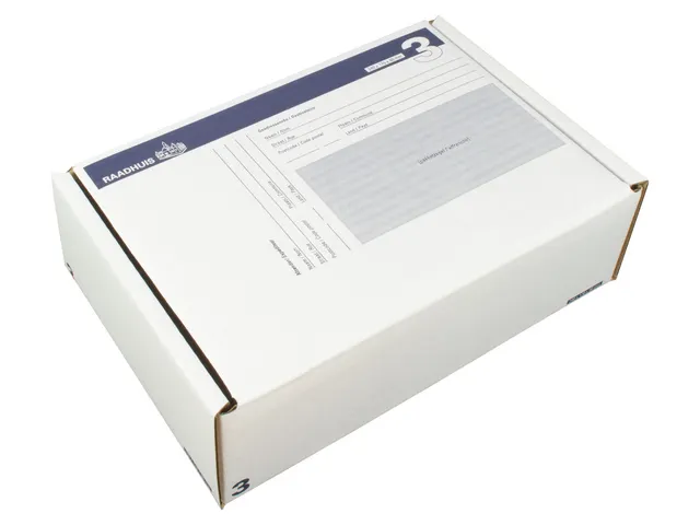 postpakketdoos 3 Raadhuis 240x170x80mm wit bedrukt 5 stuks