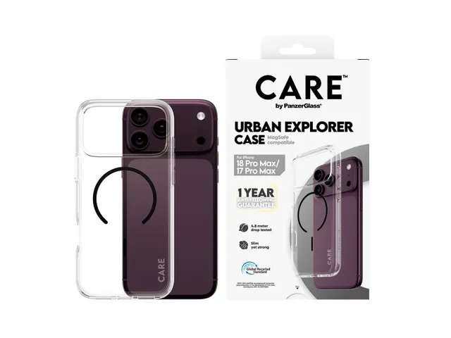 PanzerGlass CARE by Urban Explorer Case Transparent w. Black Mag