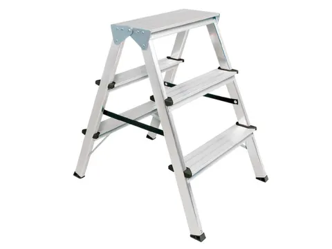 dubbele aluminium ladder,beide zijden,2x3trede(n),bordes H 0,65m
