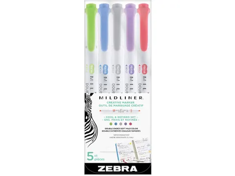 MILDLINER markeerstift Cool 5 x assorti kleuren dubbele punt