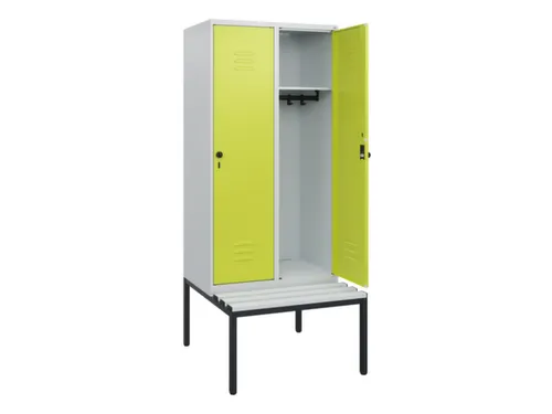 locker met bank,HxBxD 1950x800x815mm,2vak,vak B 400mm,draaigrendel
