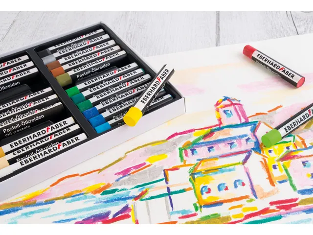 Oliepastelkrijt Eberhard Faber 11mm doos a 24 st assorti