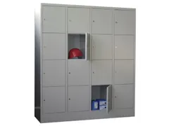 lockerkast,HxBxD 1850x1600x500mm,4x4vakken,RAL7035,front RAL7016