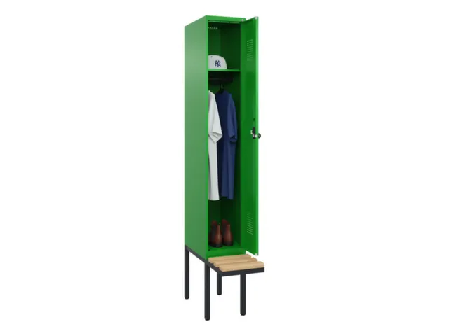 locker met bank,HxBxD 2120x300x815mm,1vak,vak B 300mm,draaigrendel