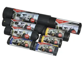 vuilniszak met trekkooord 57x72cm 60L 25micron LDPE zwart 10 stuks - 2