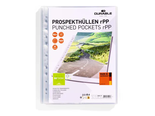 Geperforeerde hoes PREMIUM A4 rPP pak van 100