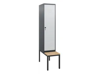 locker met bank,HxBxD 1950x400x815mm,1vak,vak B 400mm,draaigrendel - 1