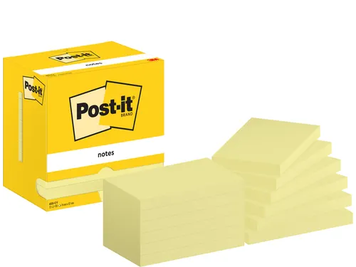 Memoblok Post-it 655 76x127mm geel 12 stuks