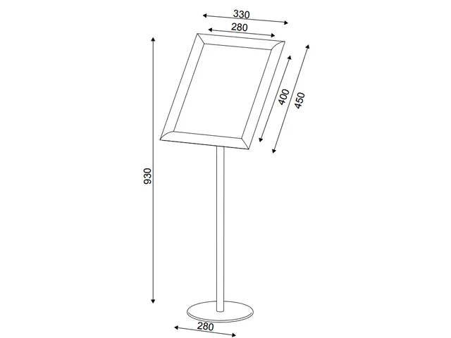 Présentoir sur pied A3 avec cadre clipsable aluminium argent