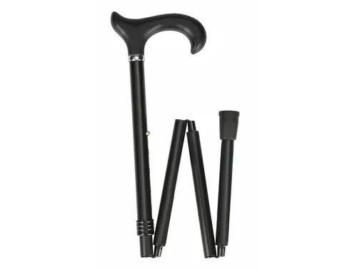 Luxe wandelstok opvouwbaar 83-95cm soft derby handvat zwart tot 100 kg