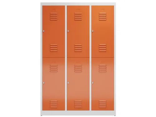 Dubbeldekse garderobekast 1800x1185x500mm 3x2vak 400mm RAL7035 RAL3000