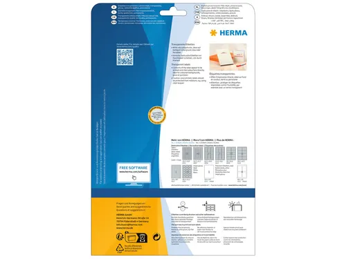 HERMA 8964 Transparante Inkjet folie-etiketten A4 210x297mm 10 stuks