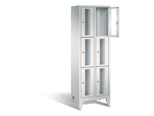 lockerkast 1850x610x500mm 2x3 vakken Cilinderslot Poten, RAL7035