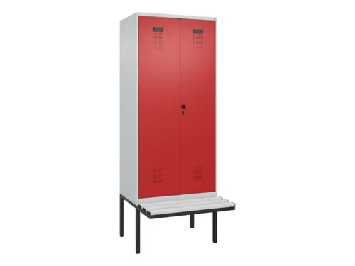 PBM-locker met bank,HxBxD 2120x800x815mm,2vak,vak B 400mm,draaigrendel