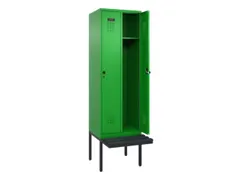 locker met bank,HxBxD 2120x600x815mm,2vak,vak B 300mm,draaigrendel