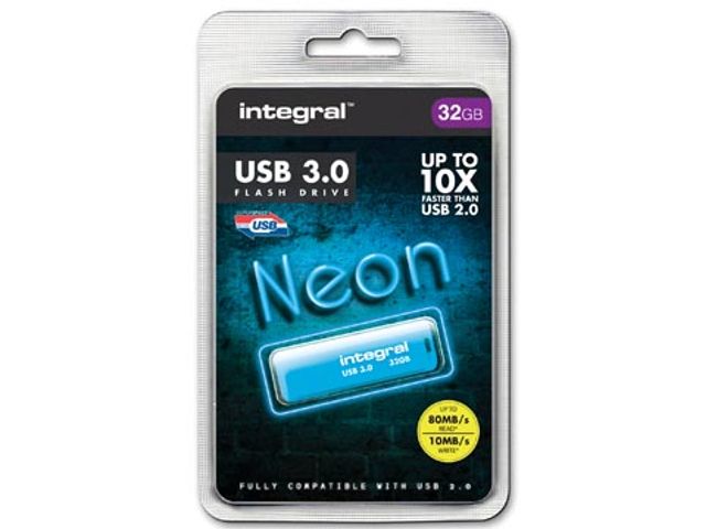 Neon USB-stick 3.0, 32GB, blauw | USB-StickShop.nl