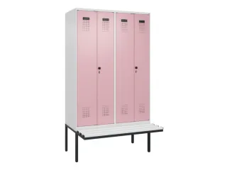 PBM-locker met bank,HxBxD 2120x1200x815mm,4vak,vak B 300mm - 2
