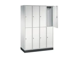 Dubbeldekse garderobekast,RAL 7035,HxBxD 1950x1220x500mm,4x2vak.
