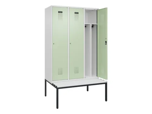 locker met bank,voor scheiding van kleding,HxBxD 2120x1200x815mm,3vak