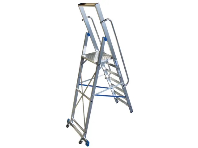 verrijdbare treden-platformladder eenzijdig 7treden stand H 1 65m
